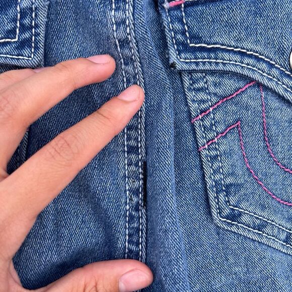 PINK TRUE RELIGION “JOEY” MID RISE FLARE JEANS - Picture 6 of 7